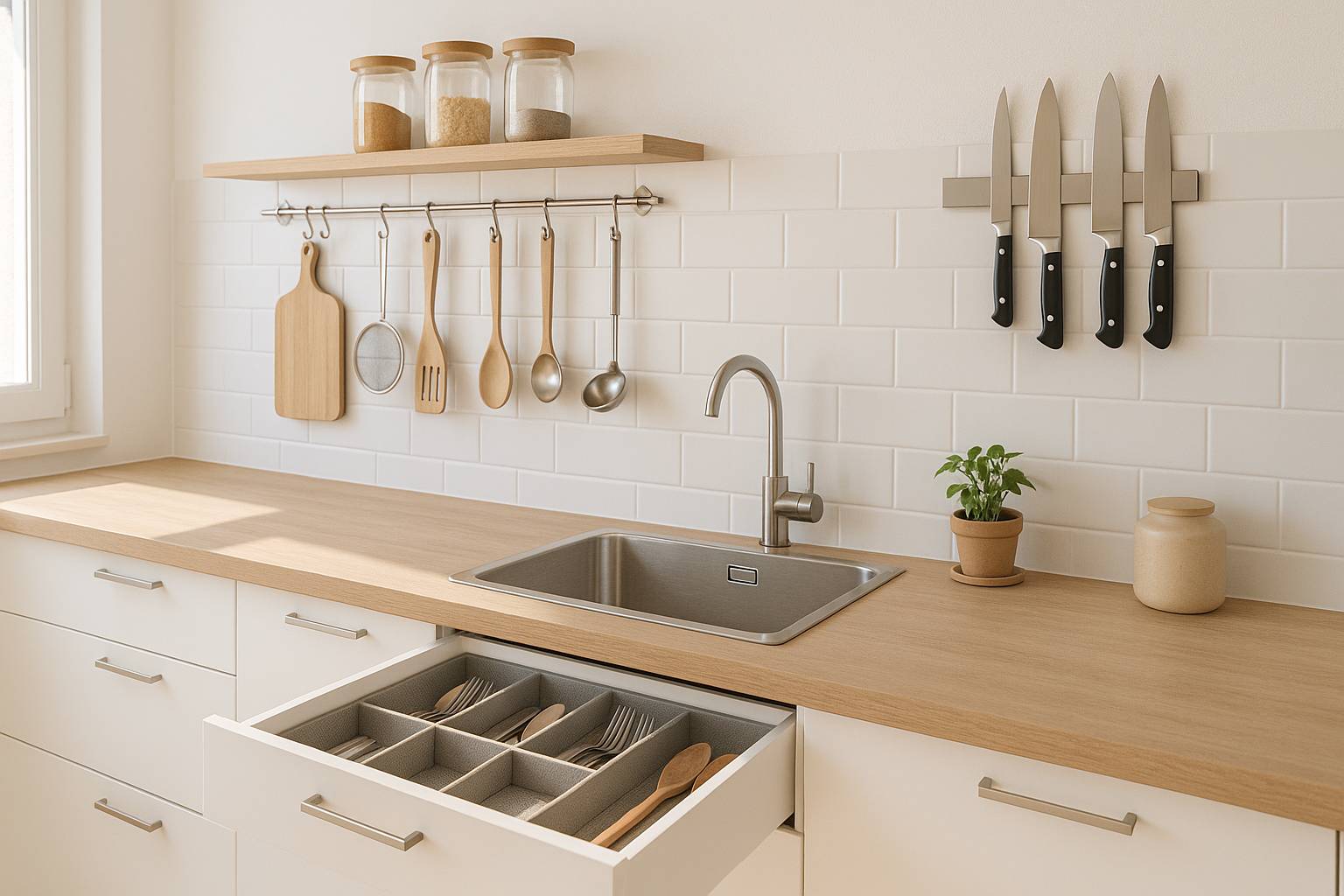 Cómo organizar los utensilios de cocina para ganar espacio