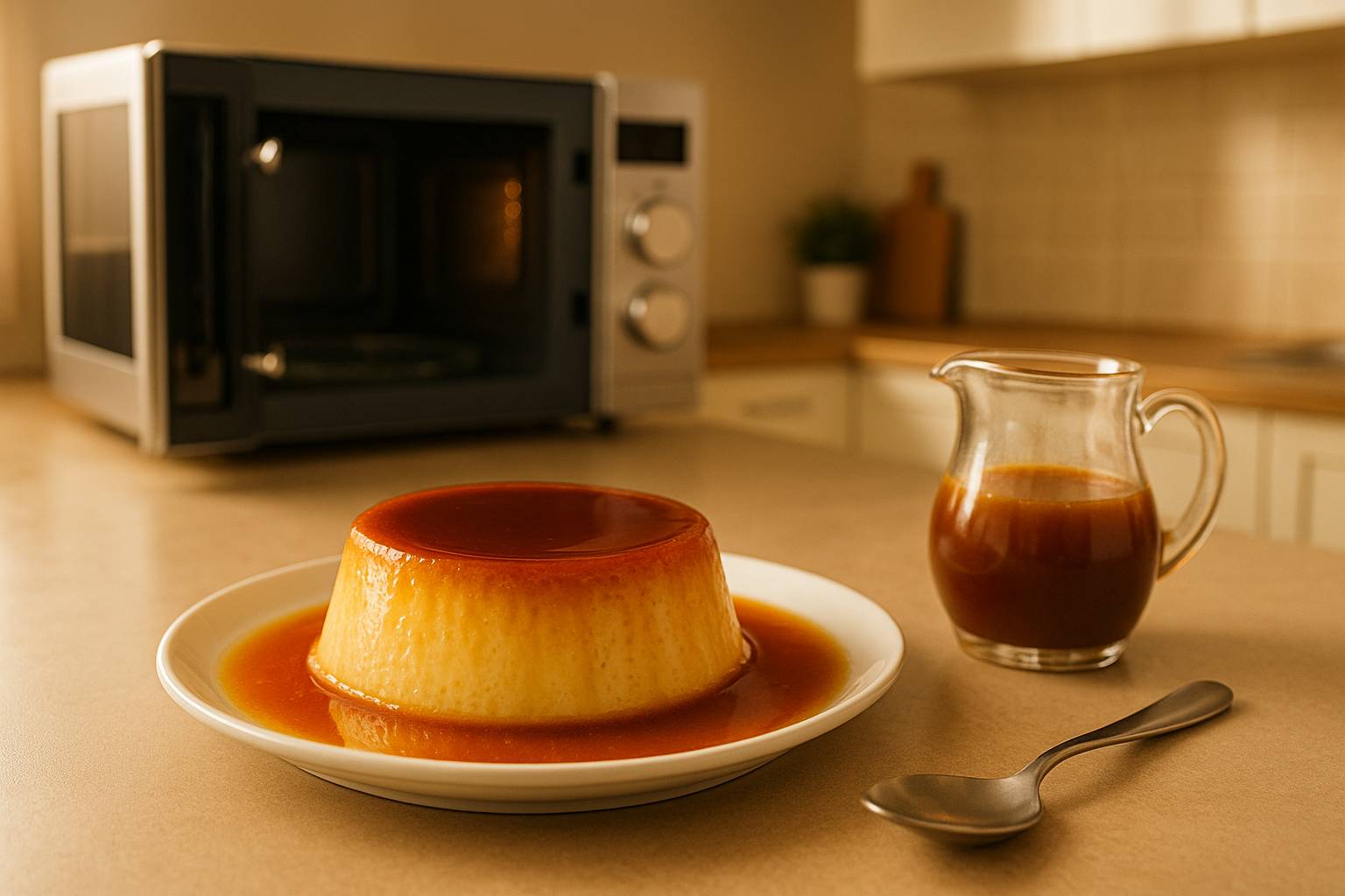 Flan casero al microondas sin horno ni baño maría