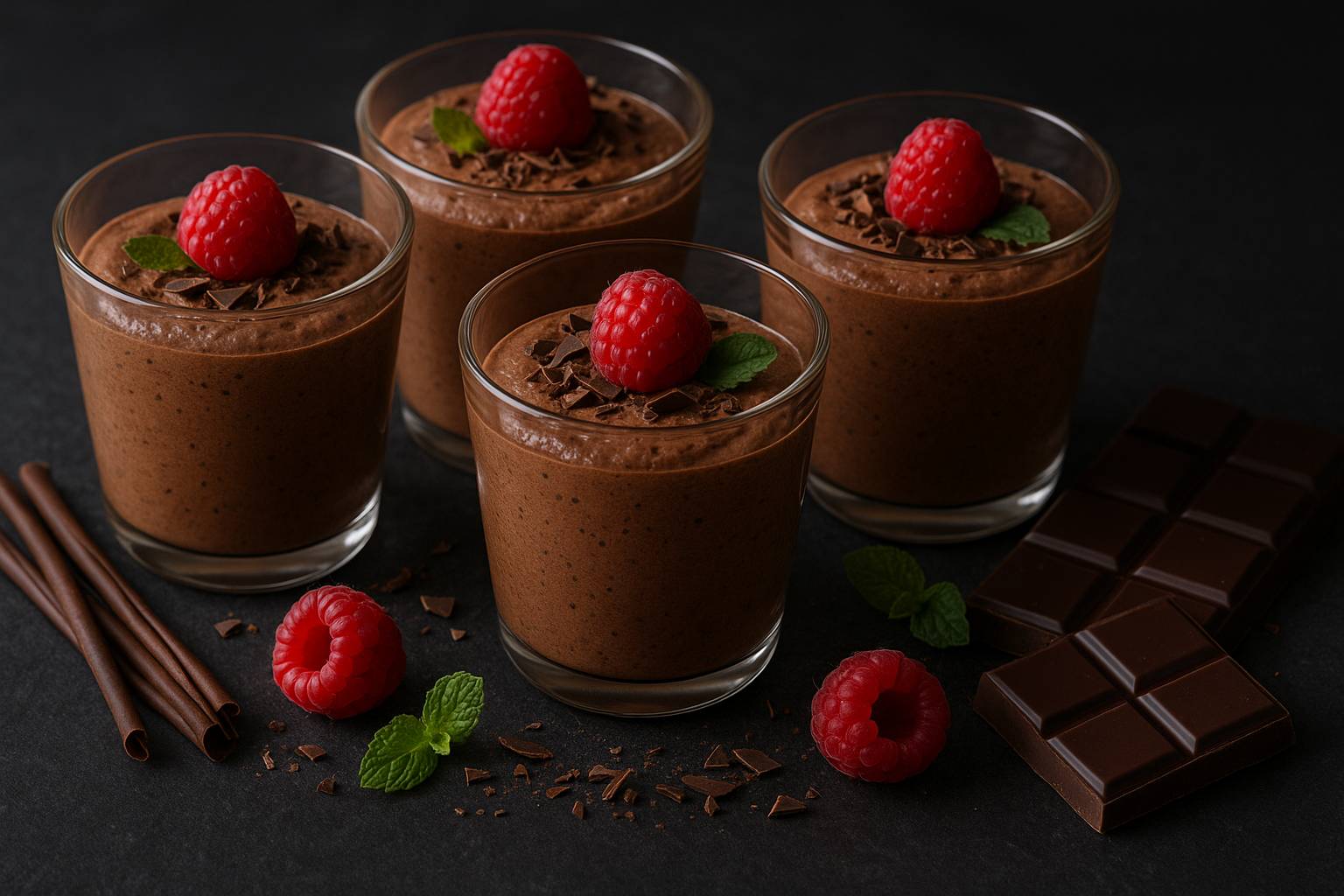 Mousse de chocolate sin nata ni huevo en 10 minutos