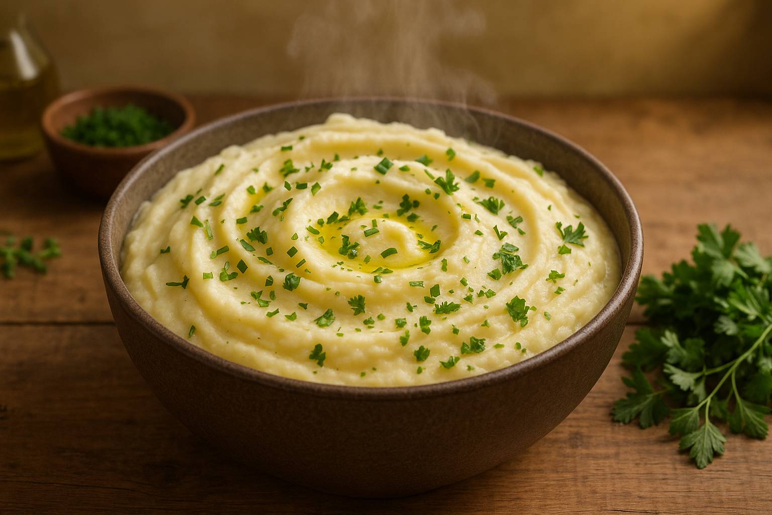 Puré de patatas cremoso con leche vegetal y sin mantequilla